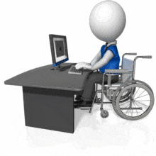 Man In Wheelchair Working At Desk PowerPoint Animation layout preview.