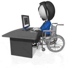Woman In Wheelchair Working At Desk PowerPoint Animation layout preview.