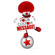 Clown Balance Holding Sign PowerPoint Animation layout preview.
