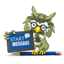 Owl On Pencil Holding Sign PowerPoint Animation layout preview.