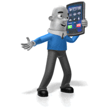 Businessman Character Talking On Smartph PowerPoint Animation layout preview.