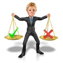 Man Scale Decision Check Mark PowerPoint Animation layout preview.