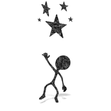 Sketched Figure Reaching For The Stars PowerPoint Animation layout preview.