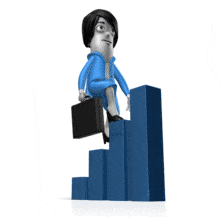Biz Woman Walking Up Bar Graph PowerPoint Animation layout preview.