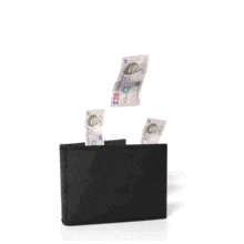 Uk Money Flying Out From Wallet PowerPoint Animation layout preview.