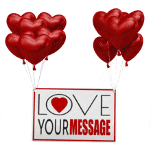 Floating Heart Balloons Custom Sign PowerPoint Animation layout preview.