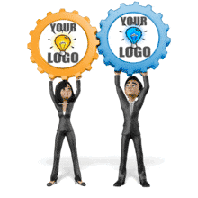 Business Team Gear Rotate PowerPoint Animation layout preview.