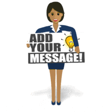 Woman Flat Holding Sign PowerPoint Animation layout preview.