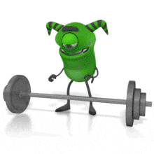 M Monster Weight Lift Fail PowerPoint Animation layout preview.