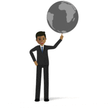 Man Flat Globe Spinning PowerPoint Animation layout preview.
