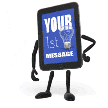 Tablet Character Swipe Itself PowerPoint Animation layout preview.