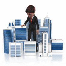 Businessman Looking At Buildings PowerPoint Animation layout preview.