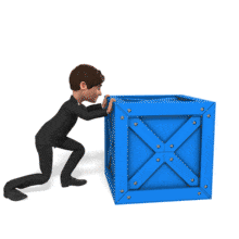 Businessman Push Crate Lean PowerPoint Animation layout preview.