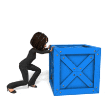Business Woman Push Crate Lean PowerPoint Animation layout preview.