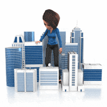 Business Woman Look Buildings PowerPoint Animation layout preview.