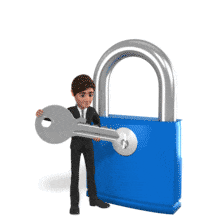 Businessman Unlock PowerPoint Animation layout preview.