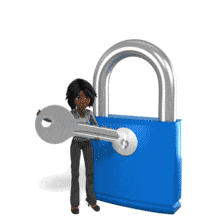 Business Woman Unlock PowerPoint Animation layout preview.