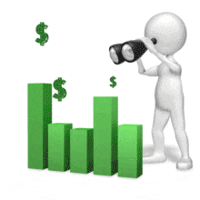Stick Figure Binoculars Graph PowerPoint Animation layout preview.