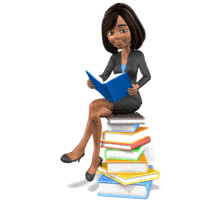 Talia Sitting On Pile Of Books PowerPoint Animation layout preview.