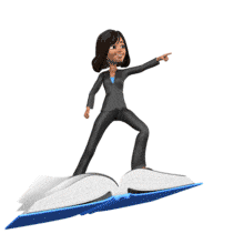 Talia Flying on Book PowerPoint Animation layout preview.