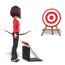 Business Woman Shoot Arrows PowerPoint Animation layout preview.