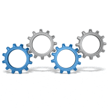 Four Gears Turning PowerPoint Animation layout preview.