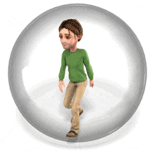 Man Walking In Bubble PowerPoint Animation layout preview.