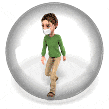 Man Mask Walking In Bubble PowerPoint Animation layout preview.