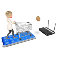 Woman Shopping Cart Thanksgiving PowerPoint Animation layout preview.