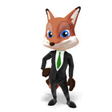Business Fox Male Emote Appreciation PowerPoint Animation layout preview.