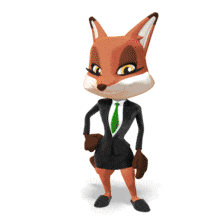 Business Fox Female Emote Appreciation PowerPoint Animation layout preview.