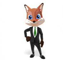Business Fox Male Sign Custom PowerPoint Animation layout preview.