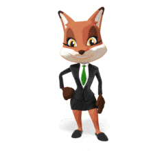 Business Fox Female Sign Custom PowerPoint Animation layout preview.
