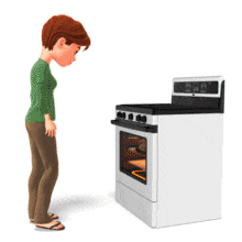 Woman Check Oven PowerPoint Animation layout preview.