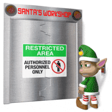 Christmas Elf Male Security Door PowerPoint Animation layout preview.