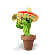 Cinco De Mayo Cactus Playing Trumpet PowerPoint Animation layout preview.