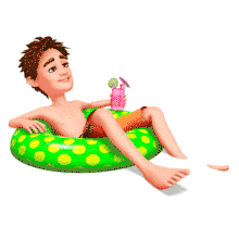 Young Man On Pool Donut PowerPoint Animation layout preview.