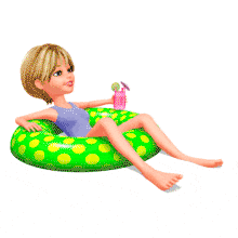 Young Woman On Pool Donut PowerPoint Animation layout preview.