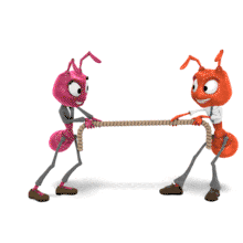 Ants Tug Of War PowerPoint Animation layout preview.