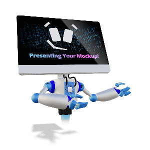 3D A.I. Robot Presenting To Side  - Customizable Mockup PowerPoint Animation layout preview.