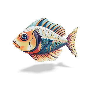 3D Custom Stylized Fish  - Mockup PowerPoint Animation layout preview.