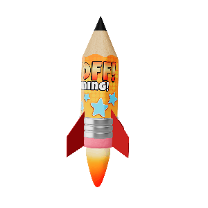 3D Pencil Rocket in Flight  - Customizable Mockup PowerPoint Animation layout preview.
