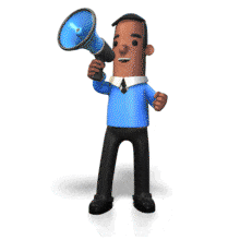 Biz Man:  Businessman Megaphone Yell PowerPoint Animation layout preview.