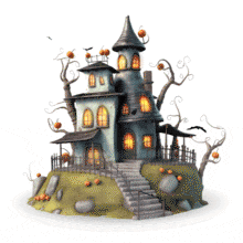 Spooky Haunted House PowerPoint Animation layout preview.