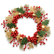 Sparkling Holiday Gold Wreath PowerPoint Animation layout preview.