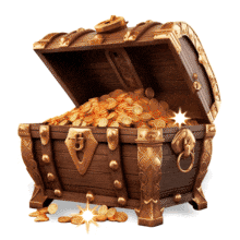 Animated Sparkly Treasure Chest PowerPoint Animation layout preview.