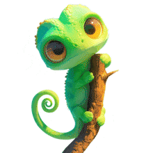 Cute Storybook Chameleon PowerPoint Animation layout preview.