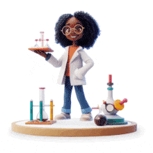 Girl Scientist Holding Experiment Clipart PowerPoint Animation layout preview.
