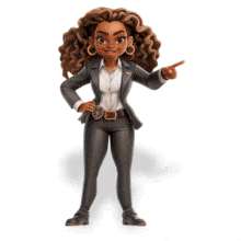 Detective Woman Pointing PowerPoint Animation layout preview.