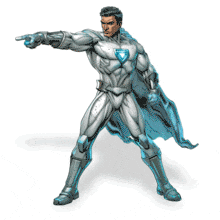 Superhero Man Pointing PowerPoint Animation layout preview.
